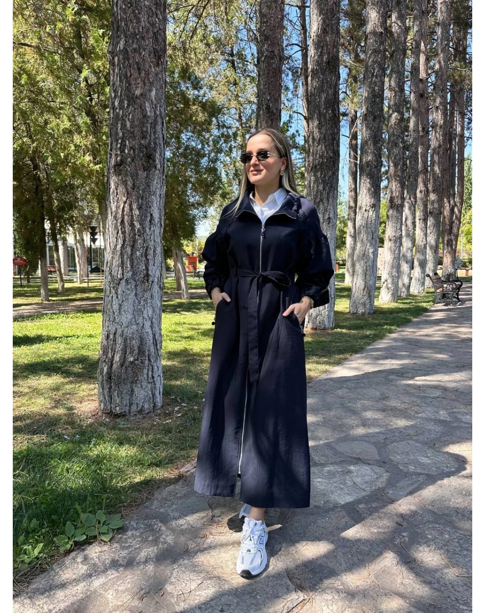 Ceremony 6840 Lacivert Dantel Detaylı Kap