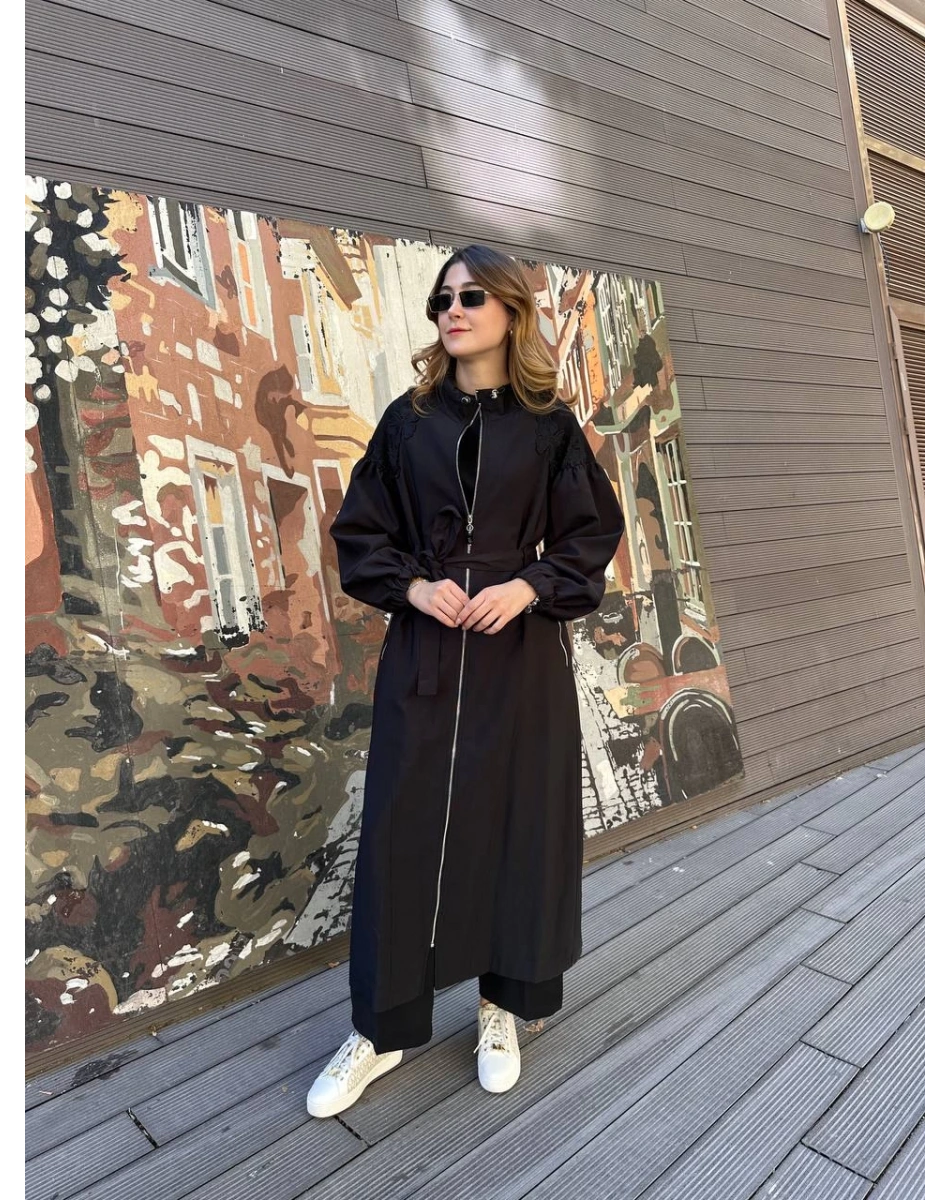 Ceremony 6840 Siyah Dantel Detaylı Kap