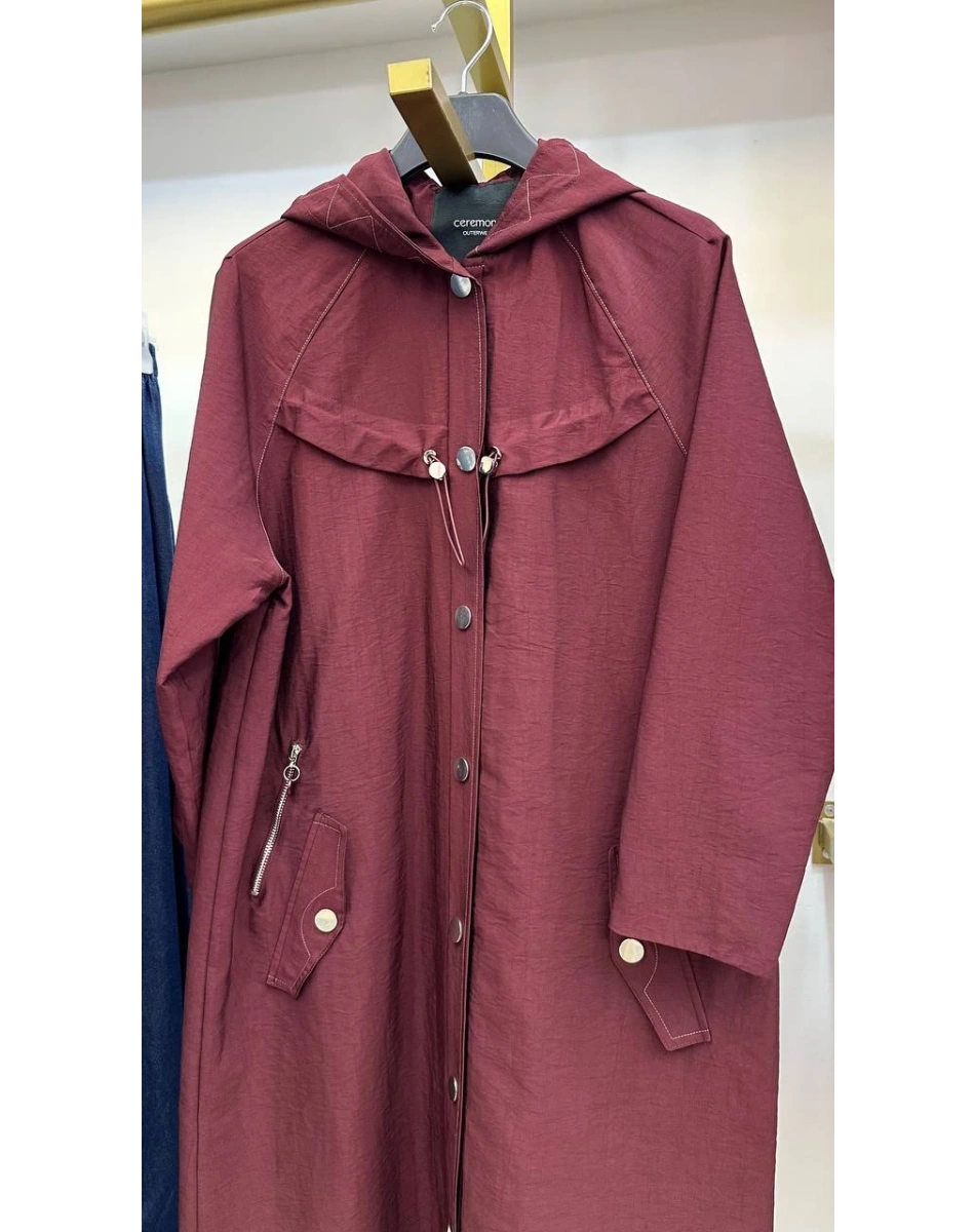 Ceremony 6844 Bordo Fermuar Detaylı Kap