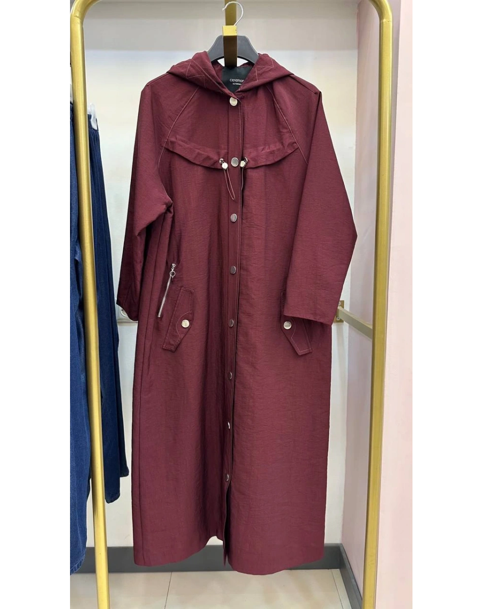 Ceremony 6844 Bordo Fermuar Detaylı Kap