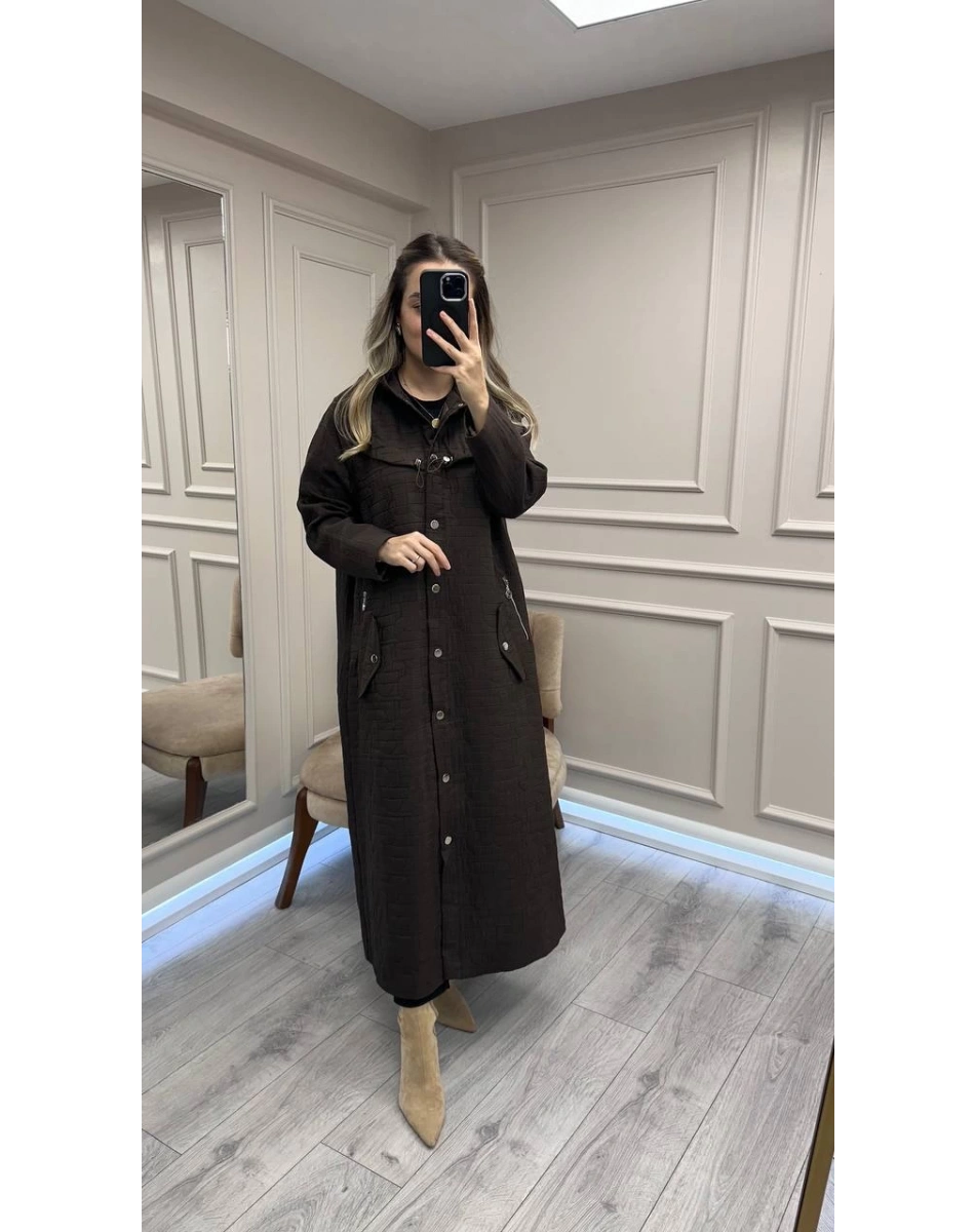 Ceremony 6844 Kahverengi Fermuar Detaylı Kap