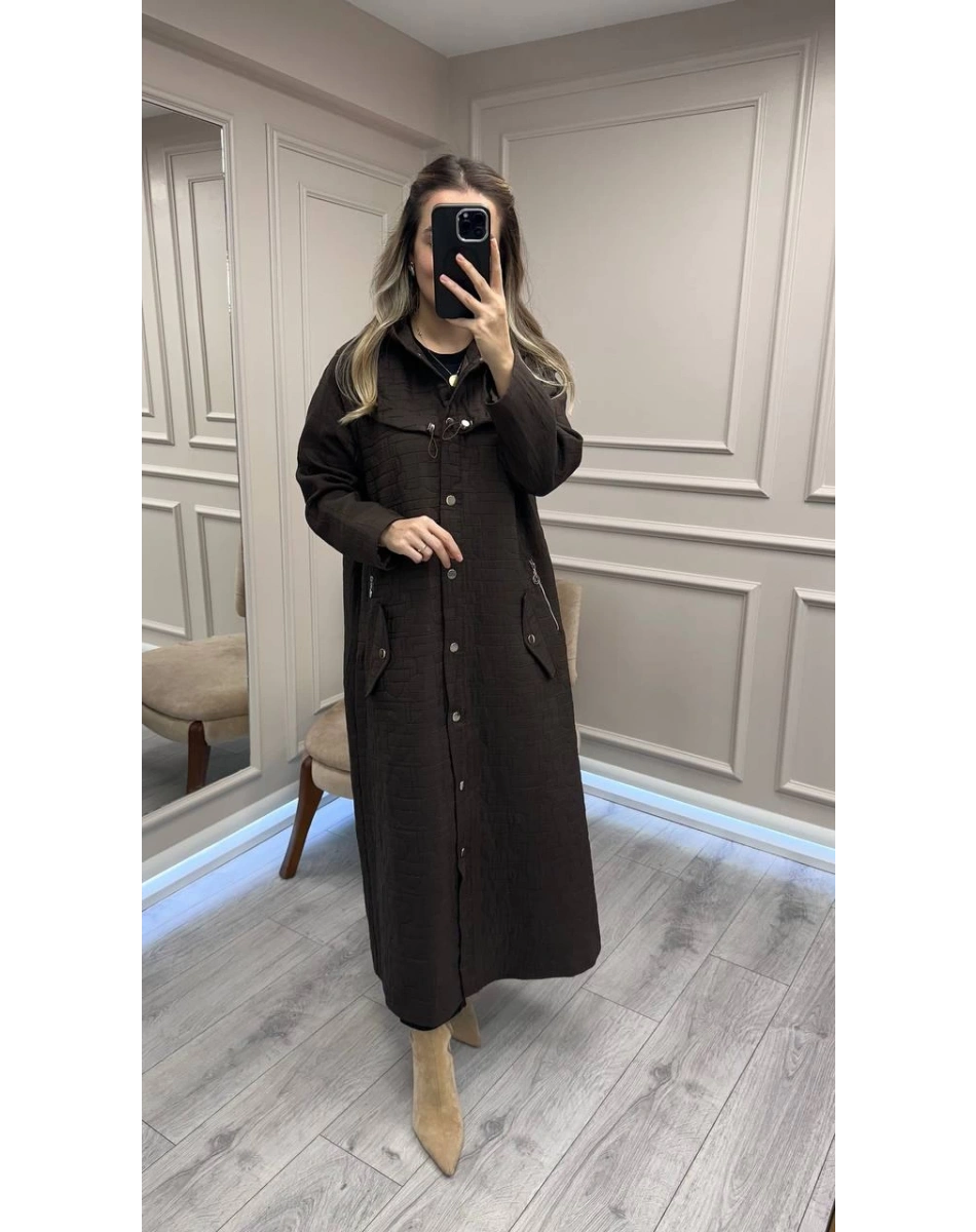 Ceremony 6844 Kahverengi Fermuar Detaylı Kap