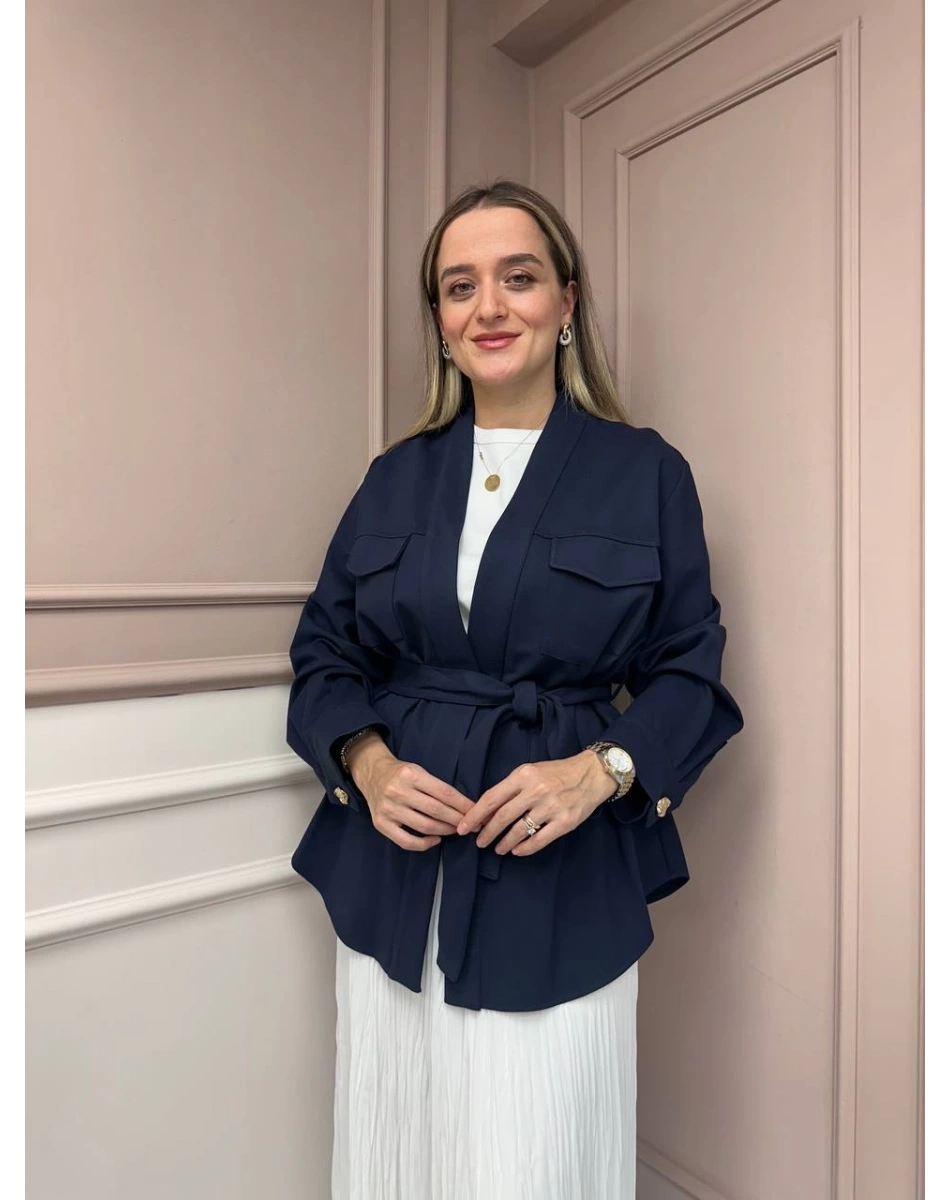 Ceremony 6849 Lacivert Önü Açık Şal Yaka Ceket