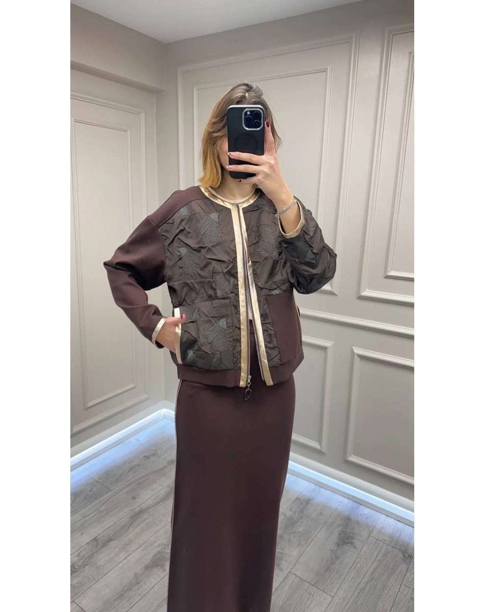 Ceremony 6850 Kahverengi Deri Garnili Kap