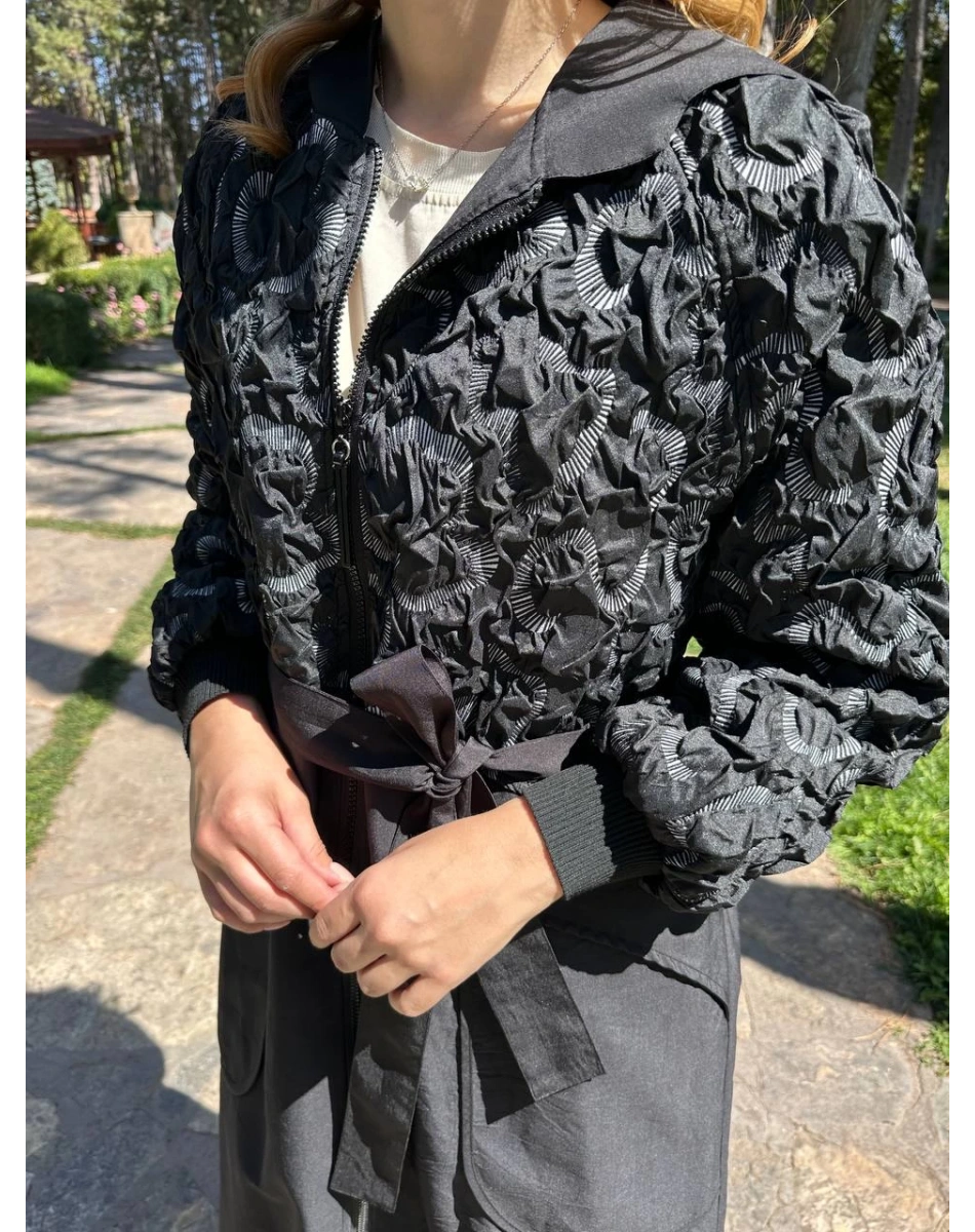 Ceremony 6861 Siyah Önü Kapitone Detaylı Trençkot