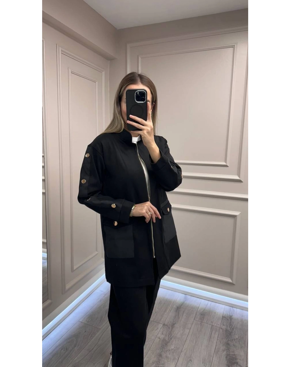 Ceremony 6870 Siyah Çıtçıt Detaylı İkili Takım