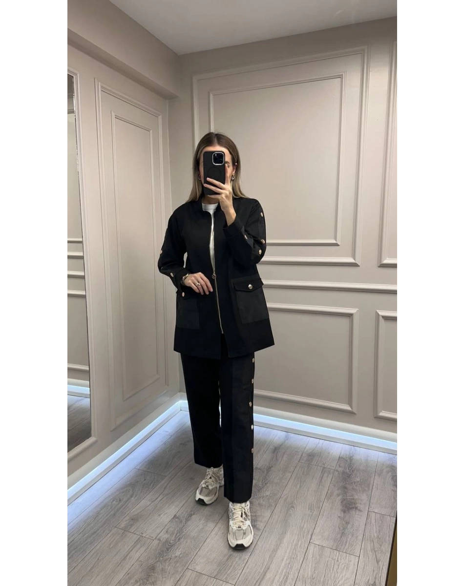 Ceremony 6870 Siyah Çıtçıt Detaylı İkili Takım