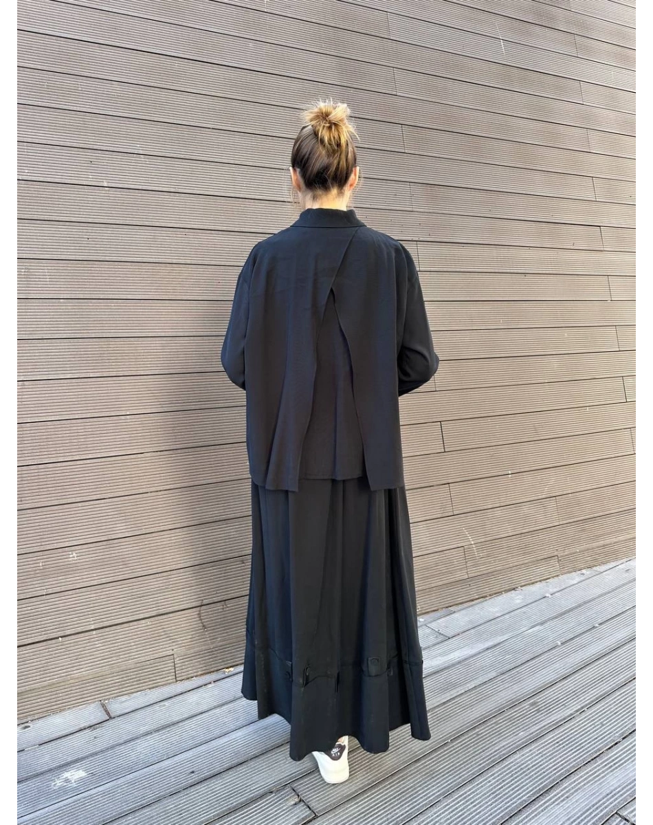 Ceremony 6904 Siyah Düğme Detaylı Etekli Takım