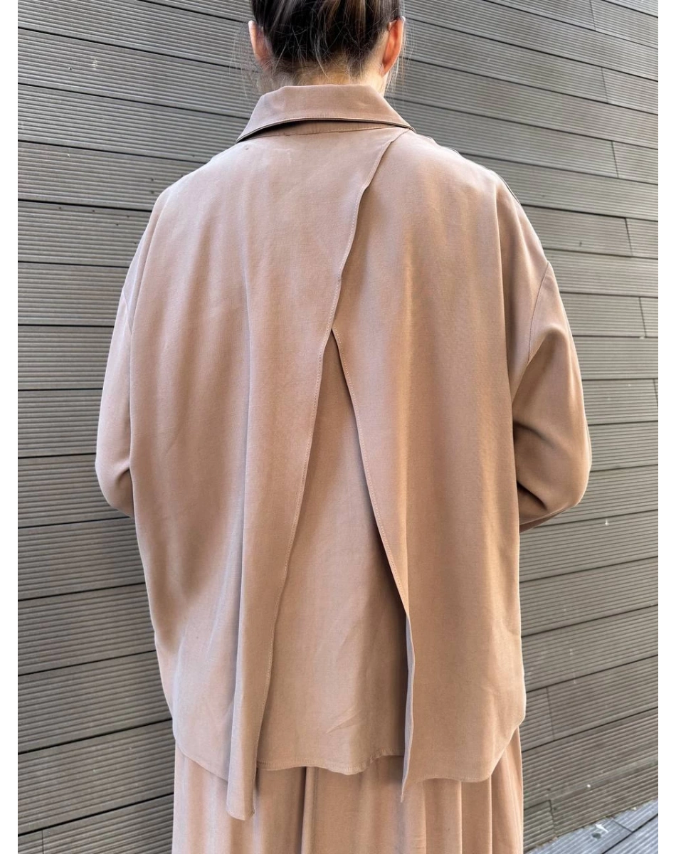 Ceremony 6904 Sütlü Kahve Düğme Detaylı Etekli Takım