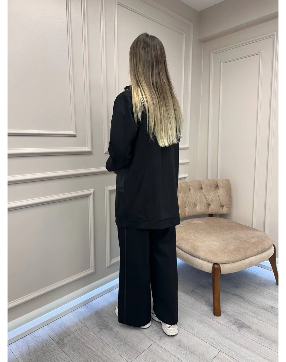 Ceremony 6921 Siyah Önden Fermuarlı Yarım Patlı Ceketli Takım