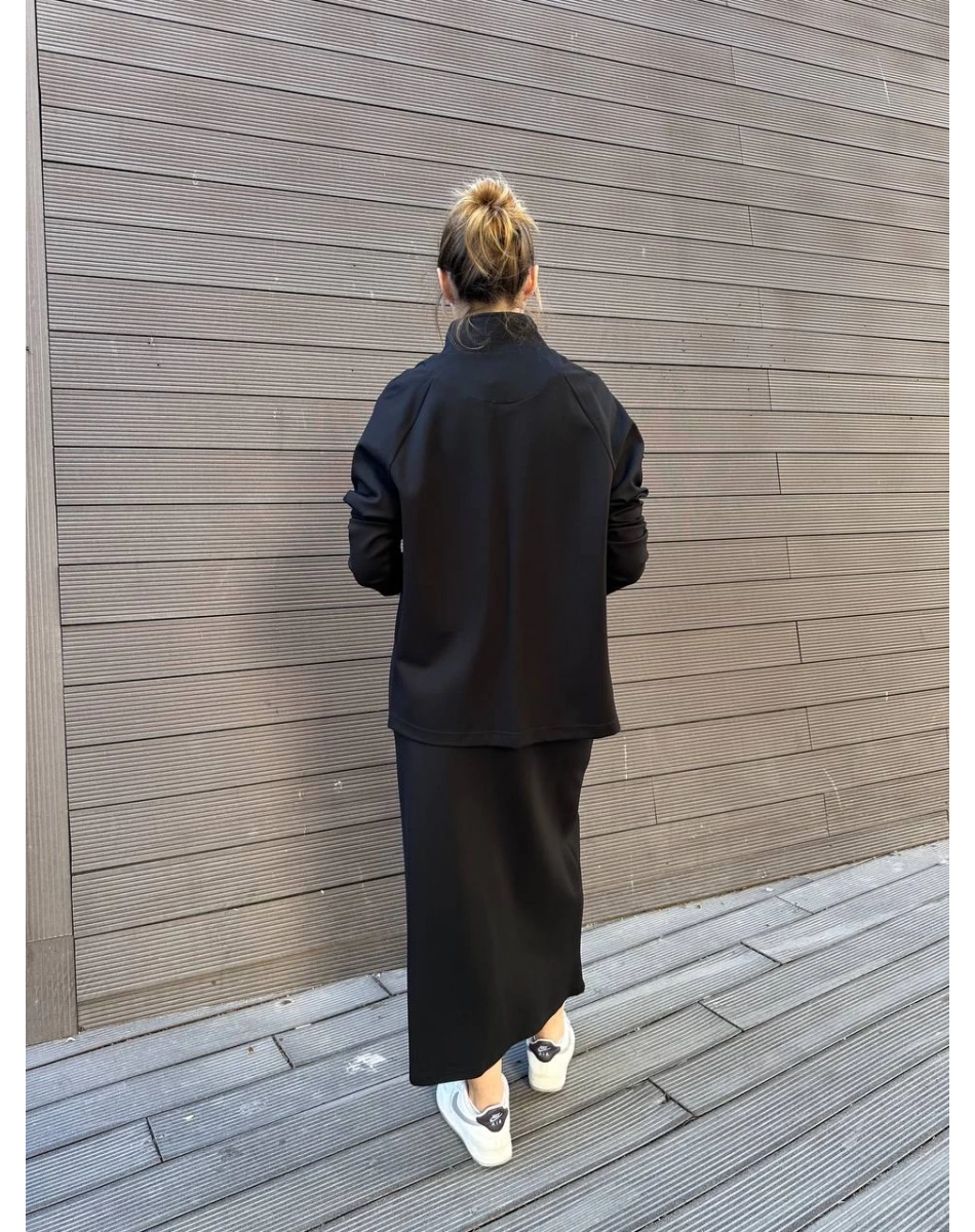 Ceremony 6925 Siyah Önü Fermuarlı Etekli Takım