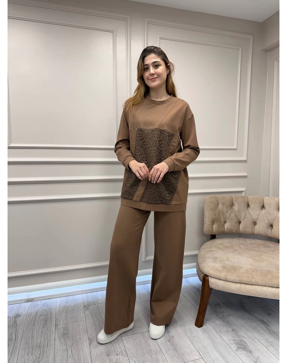 Ceremony 6932 Camel Dantel Detaylı İkili Takım