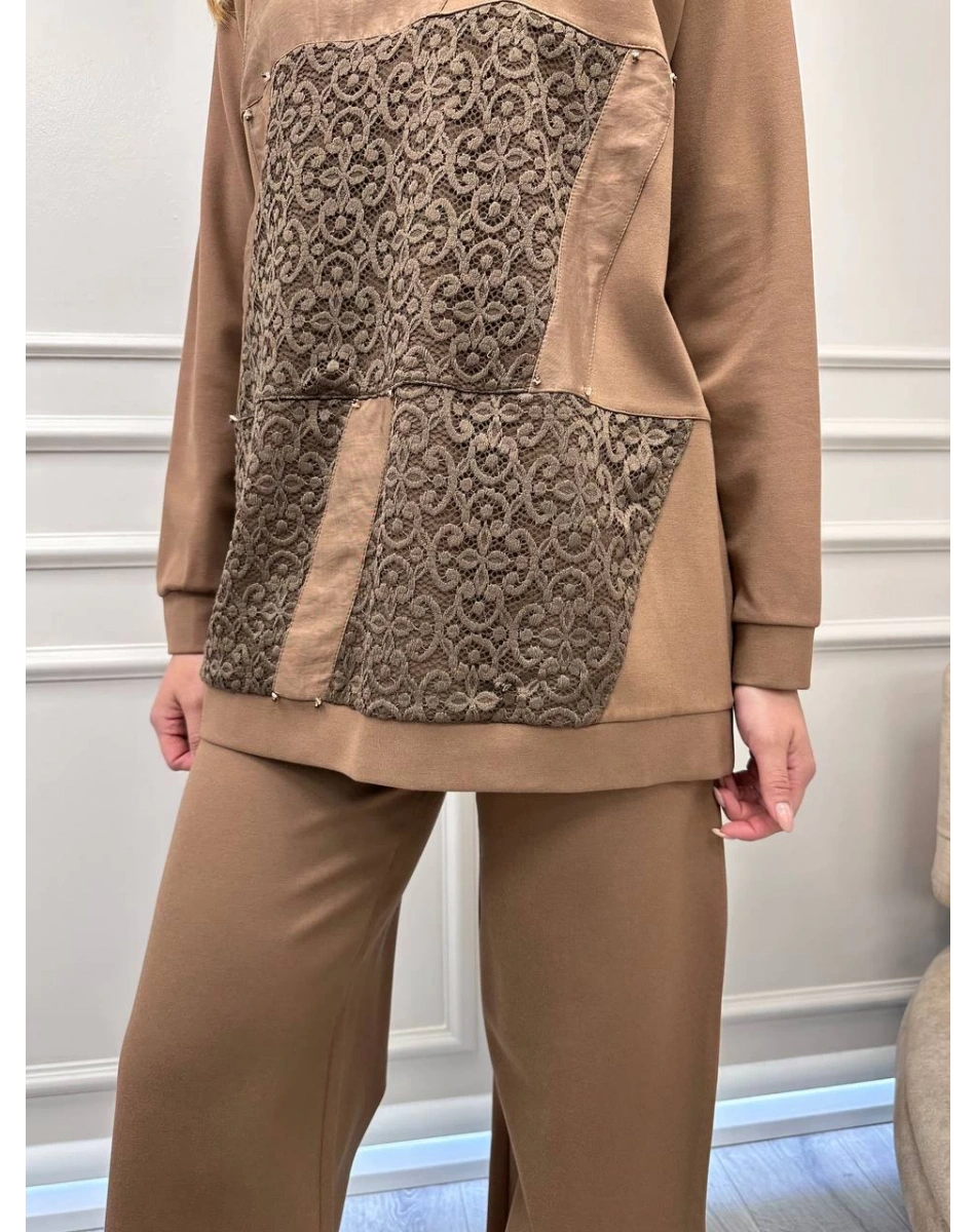 Ceremony 6932 Camel Dantel Detaylı İkili Takım