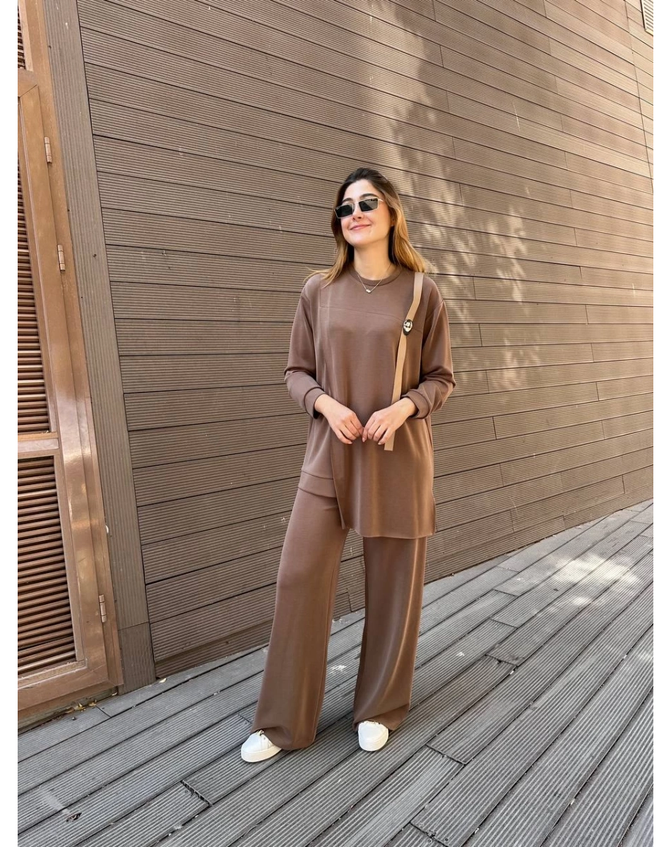 Ceremony 6933 Kahverengi Tek Omzu Deri Ve Aksesuar Detaylı Takım