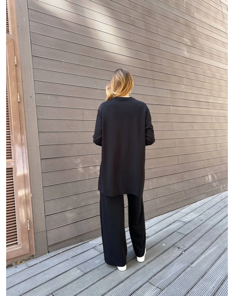 Ceremony 6933 Siyah Tek Omzu Deri Ve Aksesuar Detaylı Takım