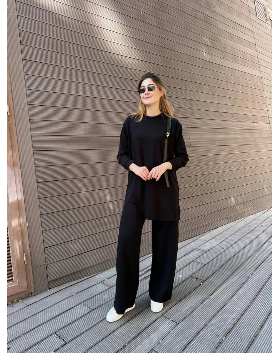 Ceremony 6933 Siyah Tek Omzu Deri Ve Aksesuar Detaylı Takım