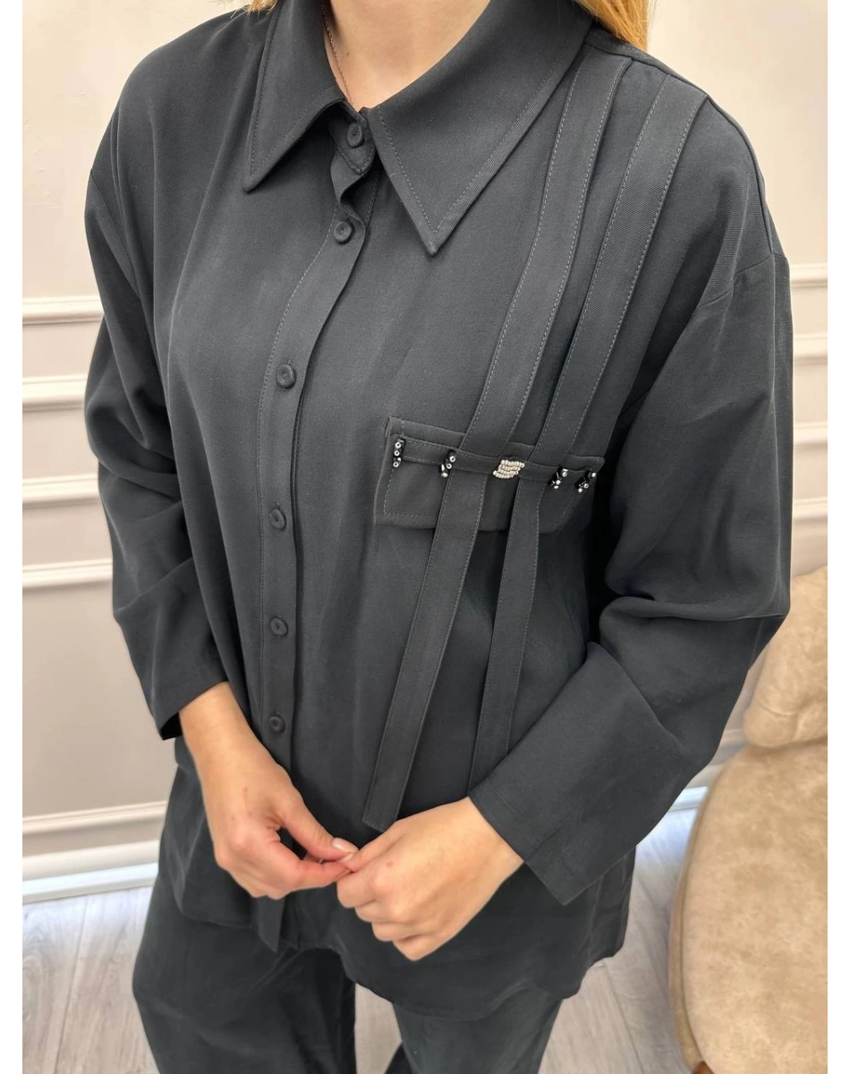 Ceremony 6938 Siyah Cebi İşleme Detaylı Takım