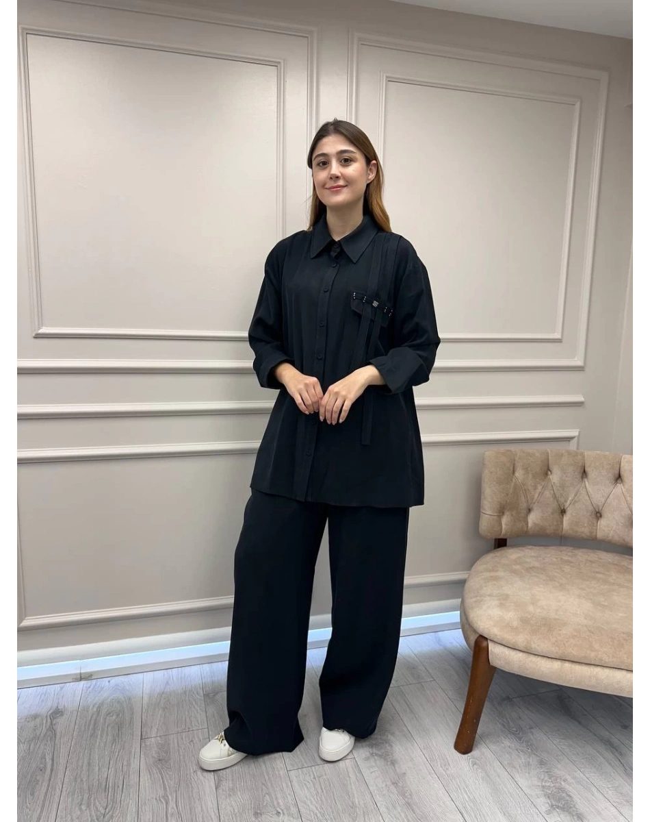 Ceremony 6938 Siyah Cebi İşleme Detaylı Takım