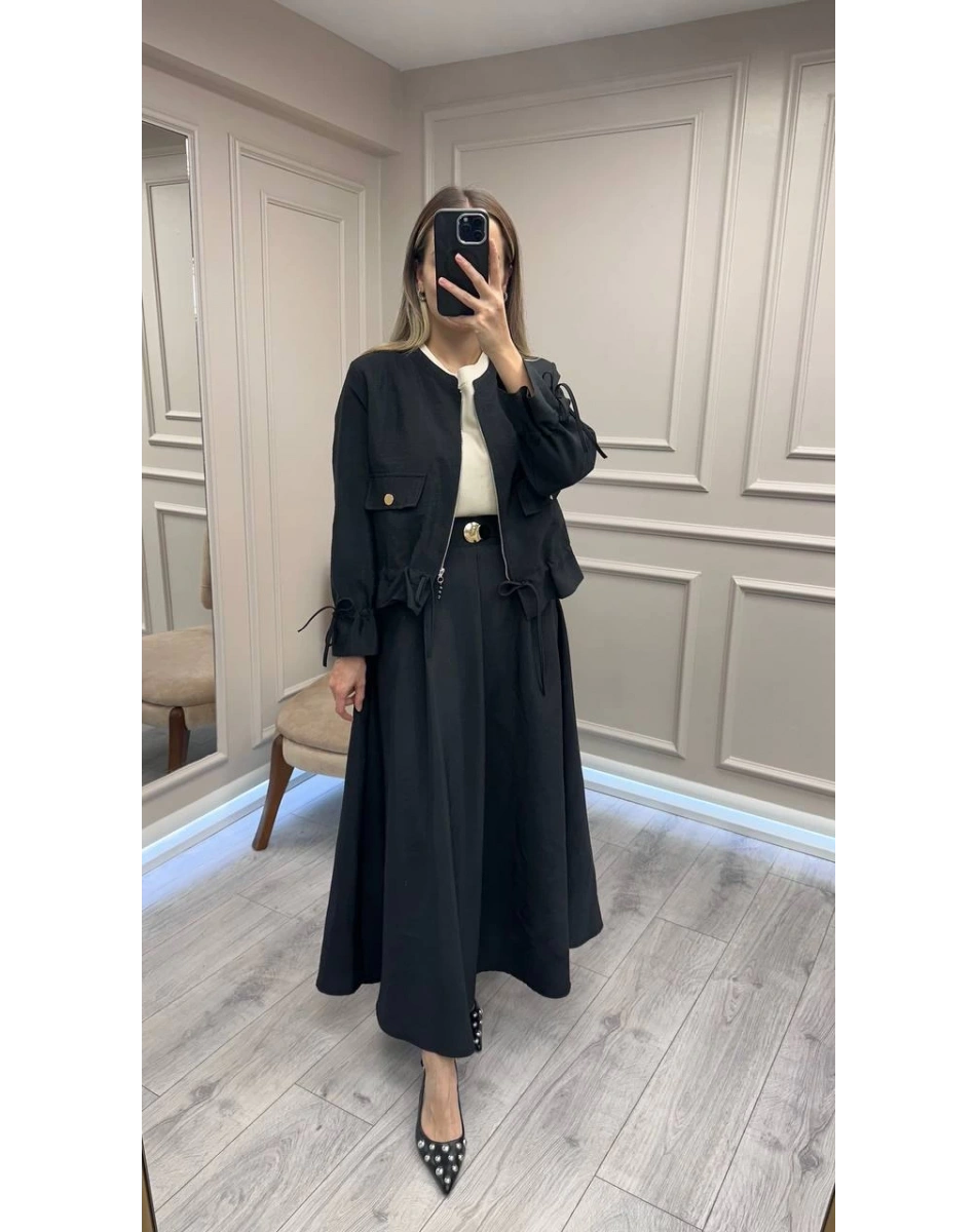 Ceremony 6950 Siyah Eteği Toka Detaylı Takım