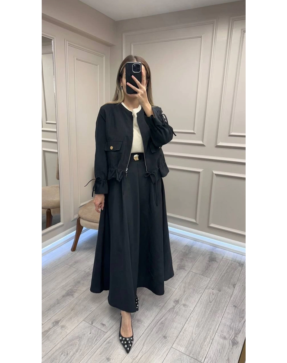 Ceremony 6950 Siyah Eteği Toka Detaylı Takım