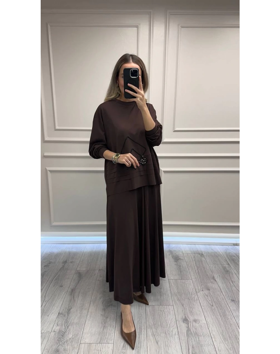 Ceremony 6953 Kahve Etekli Takım