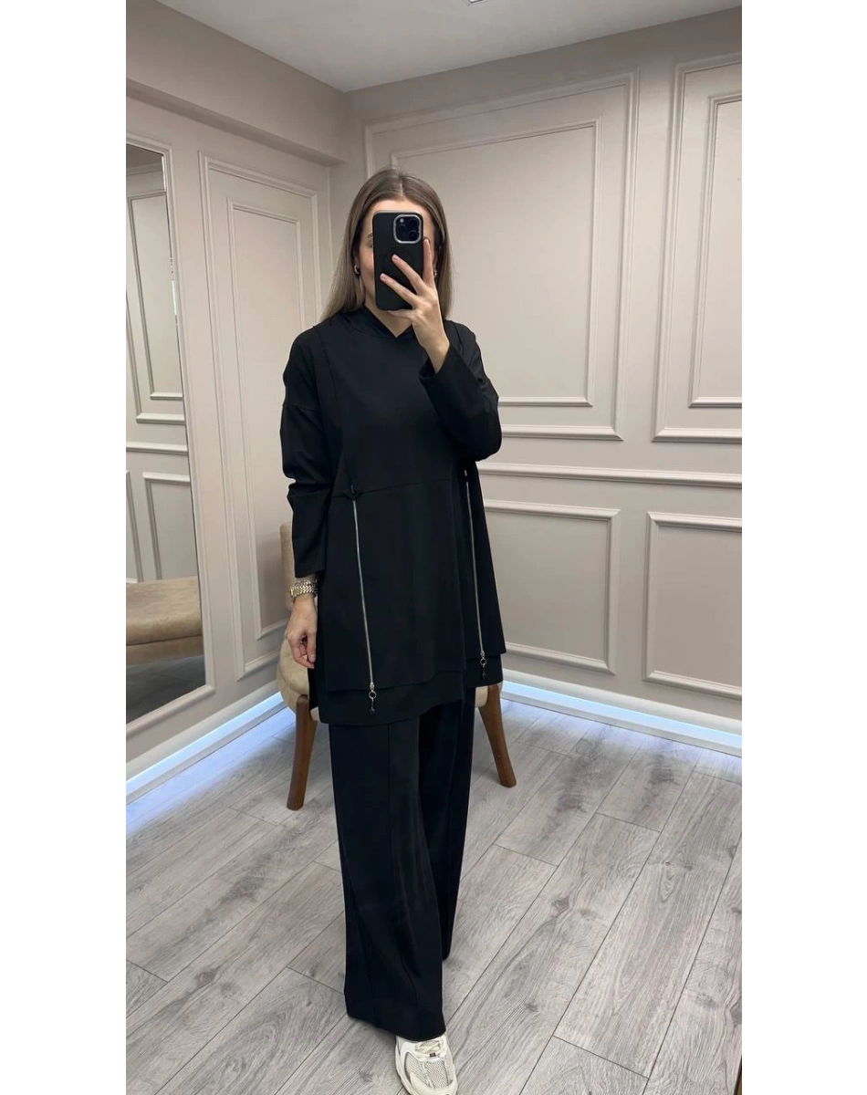 Ceremony 6955 Siyah Önden Fermuar Detaylı Takım