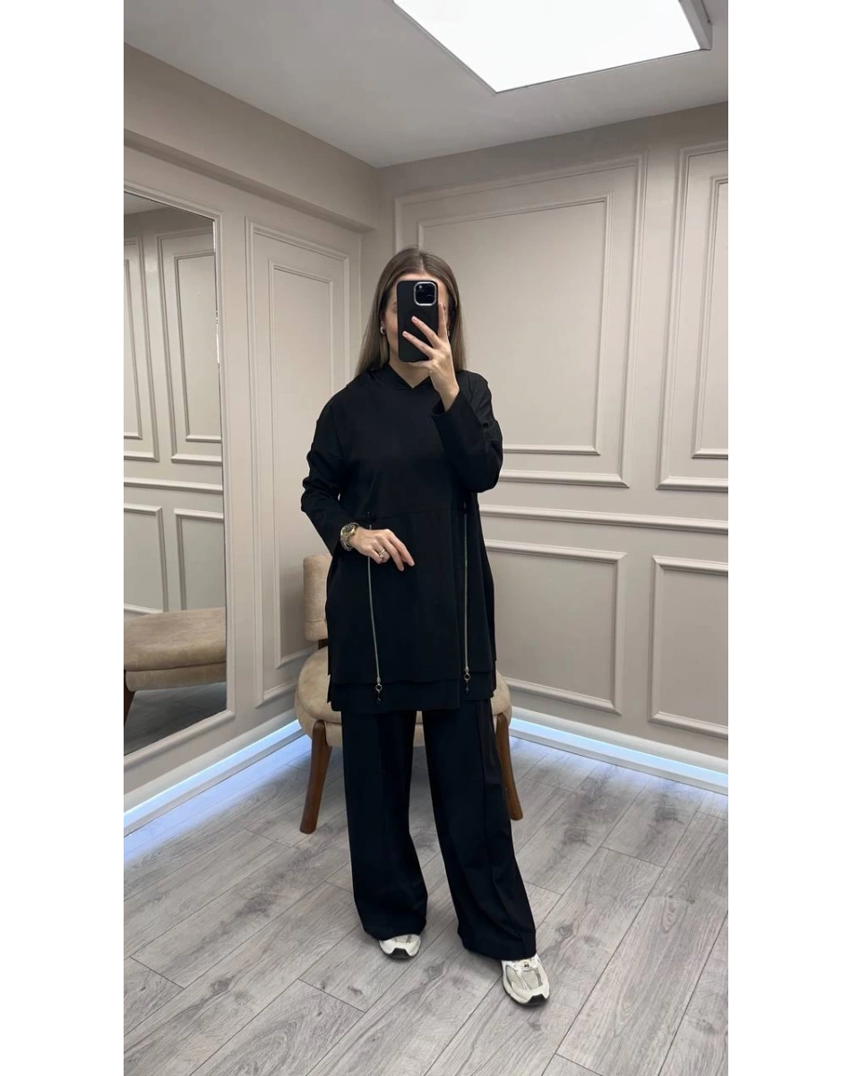 Ceremony 6955 Siyah Önden Fermuar Detaylı Takım