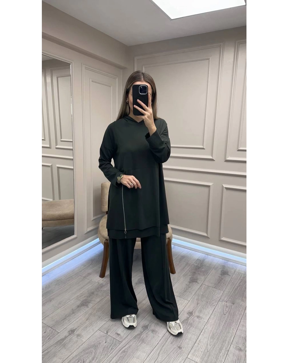 Ceremony 6955 Yeşil Önden Fermuar Detaylı Takım