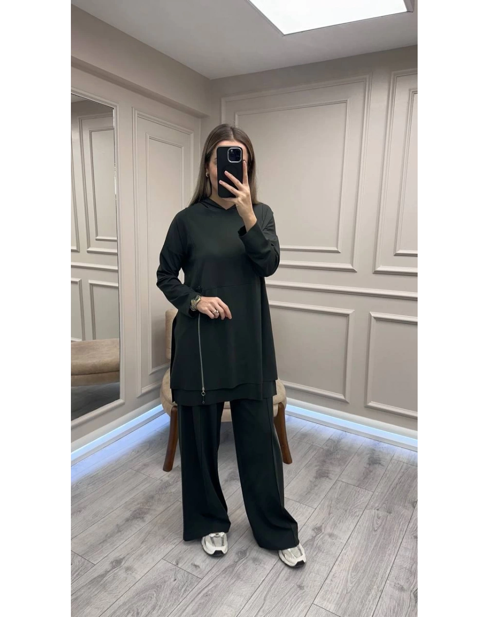 Ceremony 6955 Yeşil Önden Fermuar Detaylı Takım