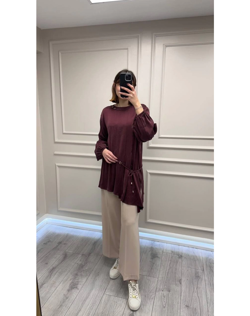Clande CL25023001 Bordo Yanı Detaylı Bluz