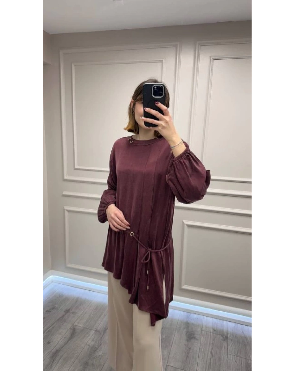 Clande CL25023001 Bordo Yanı Detaylı Bluz