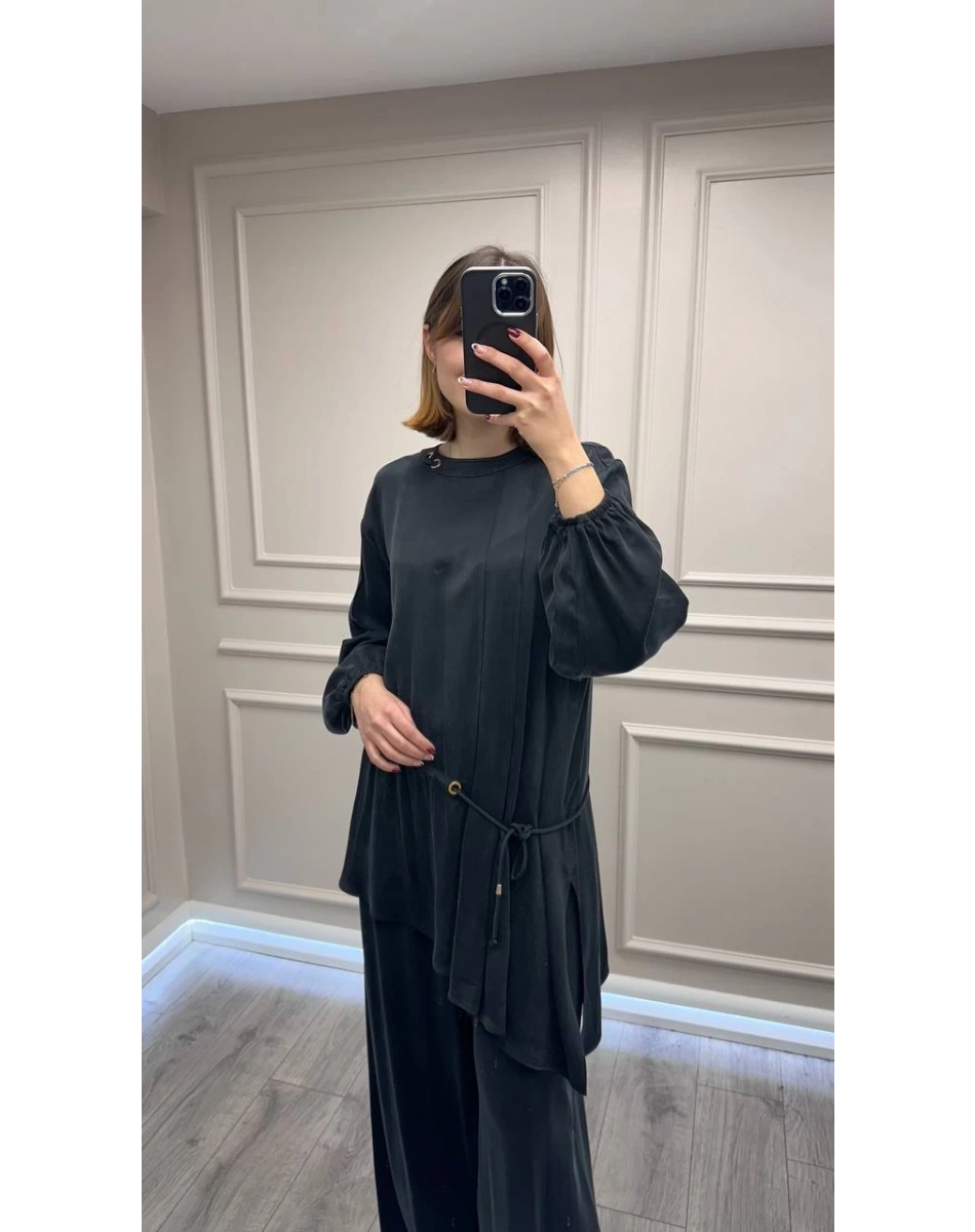 Clande CL25023001 Siyah Yanı Detaylı Bluz