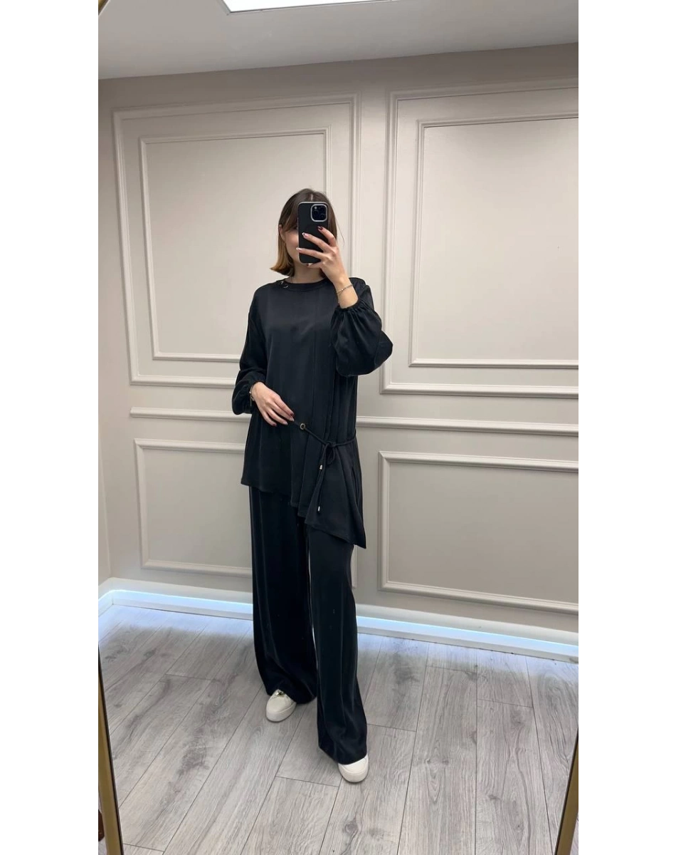 Clande CL25023001 Siyah Yanı Detaylı Bluz