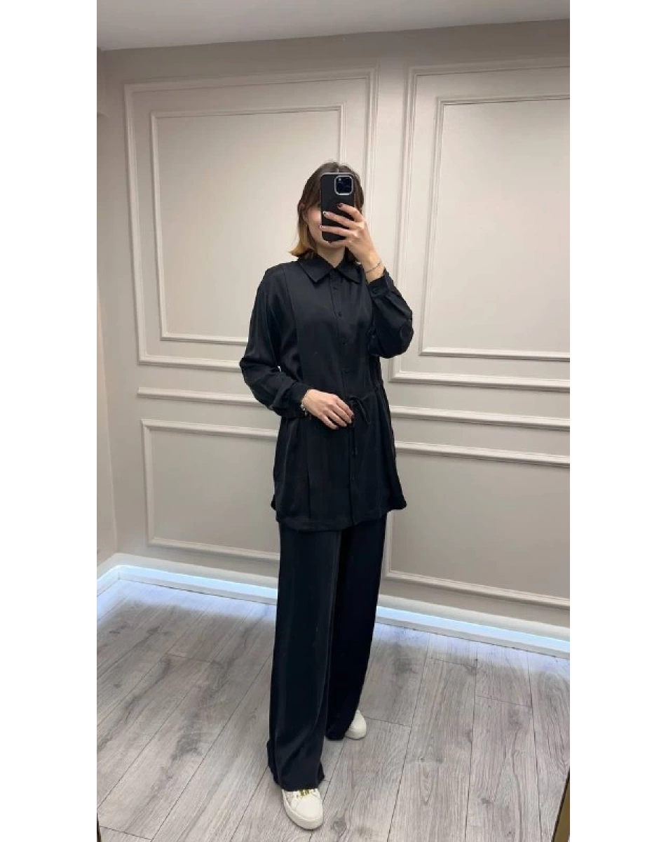 Clande CL25023019 Siyah Bağlama Detaylı Bluz