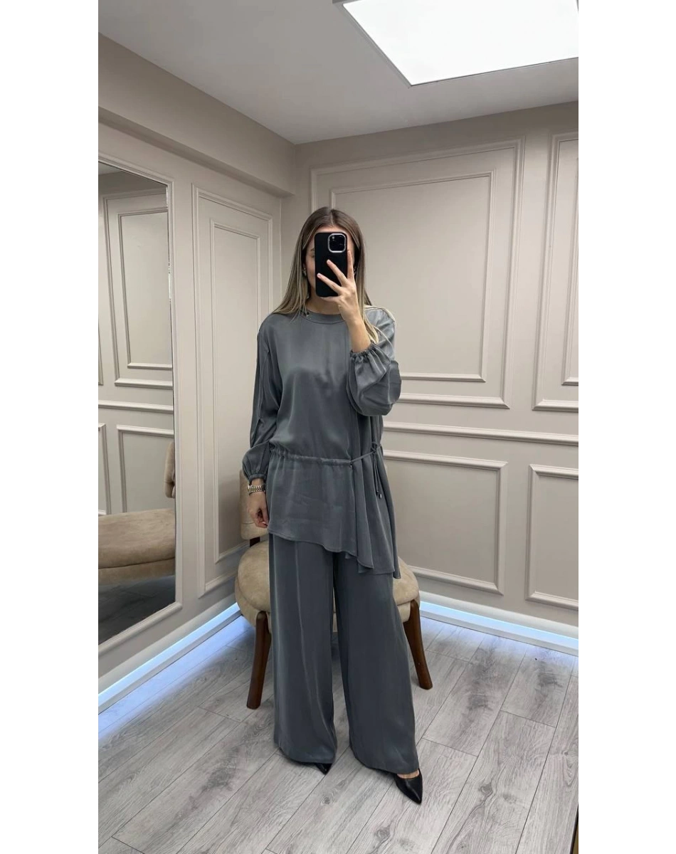 Clande CL3001-1017 Antrasit Bluz Pantolon Takım