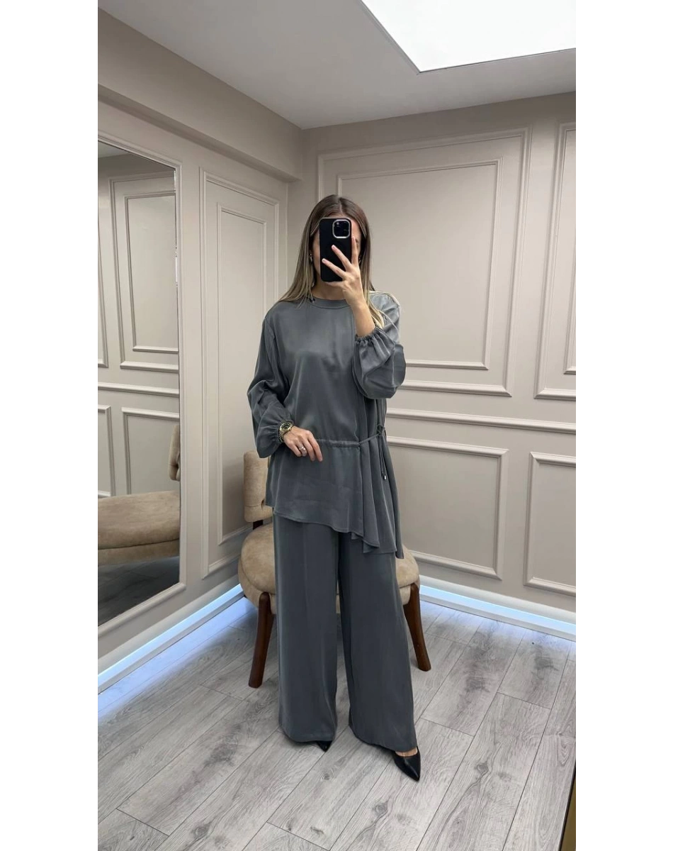 Clande CL3001-1017 Antrasit Bluz Pantolon Takım