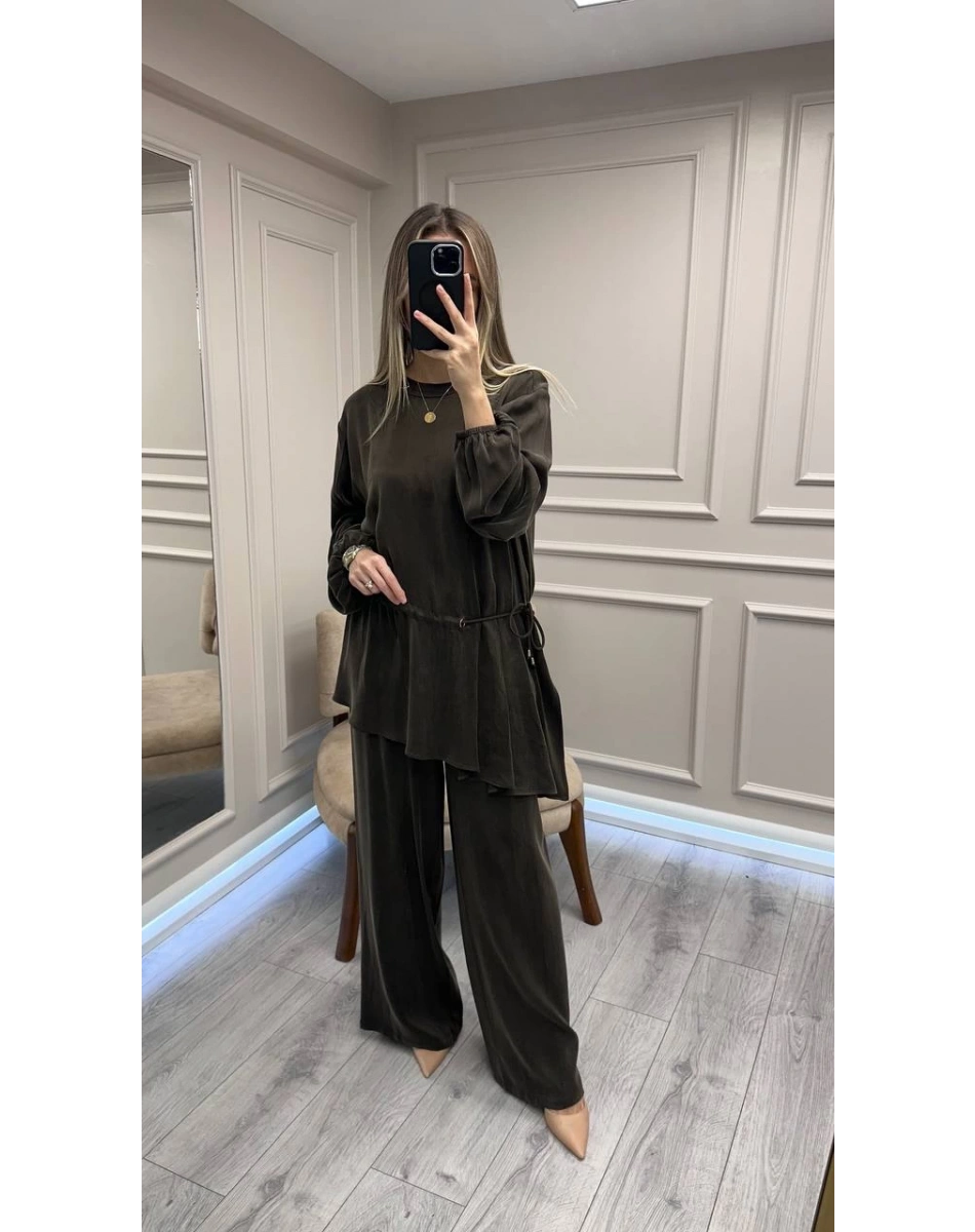 Clande CL3001-1017 Kahve Bluz Pantolon Takım