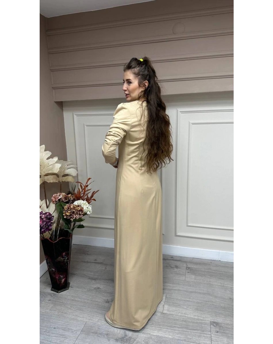 Cloche CL3000 Camel Bambu Penye Kumaş Elbise