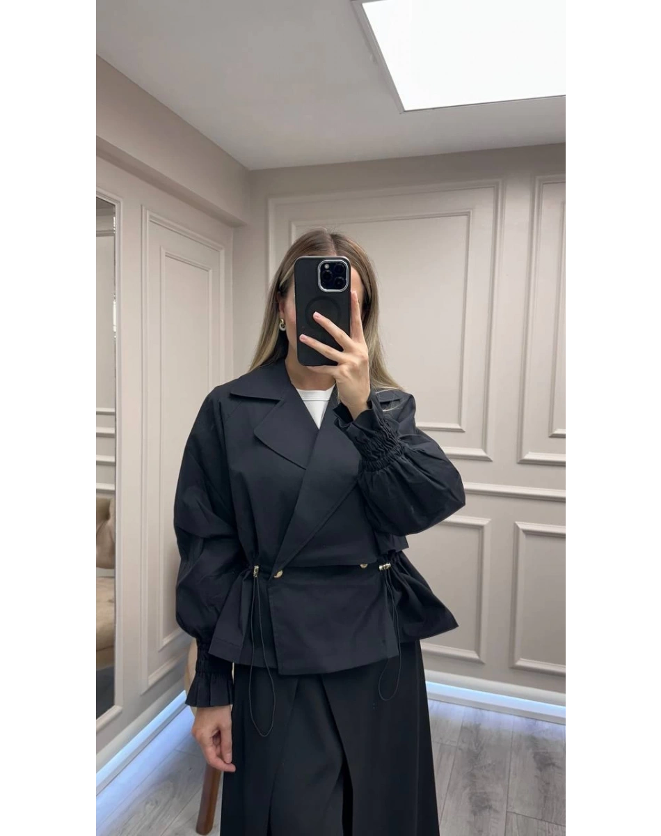 Exquise E25K05105003 Siyah Yareli Ceket