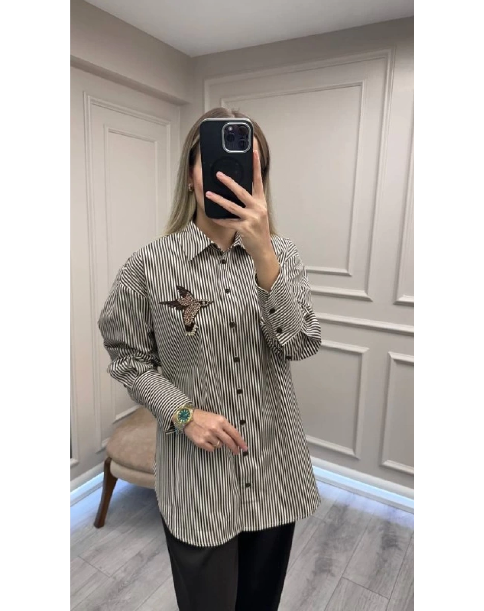 Exquise E25K05108037 Kahve Bej Kailyn Gömlek