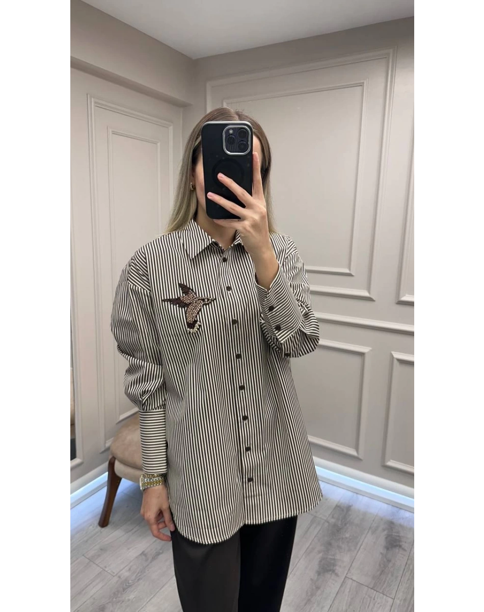 Exquise E25K05108037 Kahve Bej Kailyn Gömlek