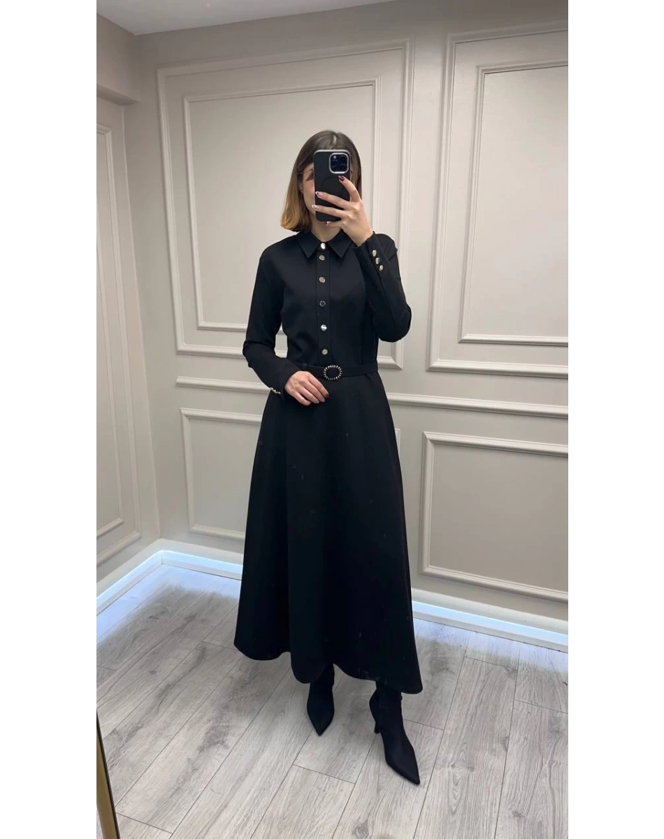 Exquise E25K05171006 Siyah Georgina Elbise