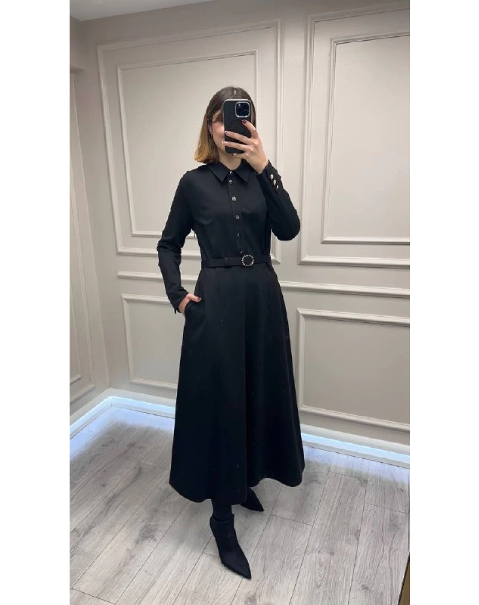 Exquise E25K05171006 Siyah Georgina Elbise