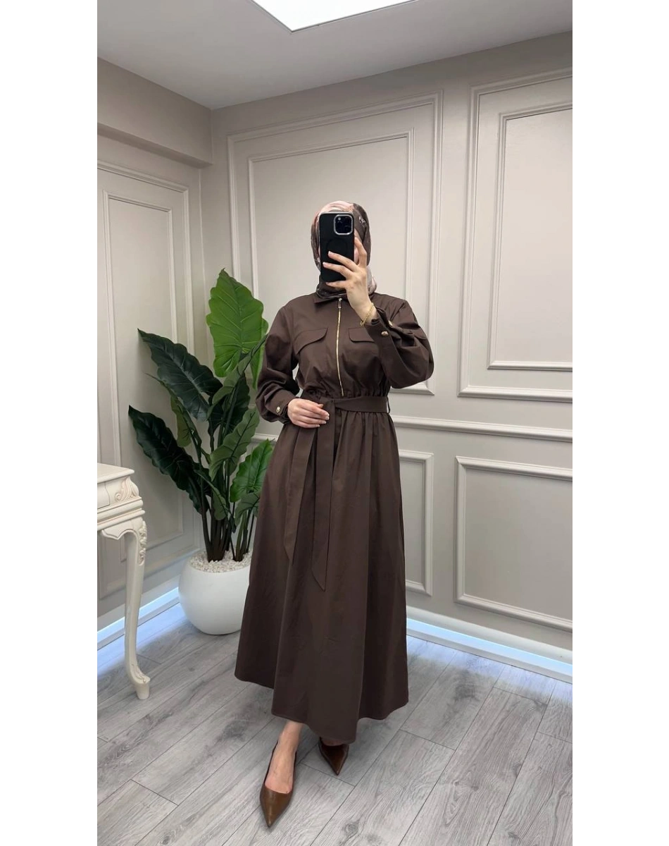 Exquise E26Y06218548 Kahverengi Seleneia Elbise