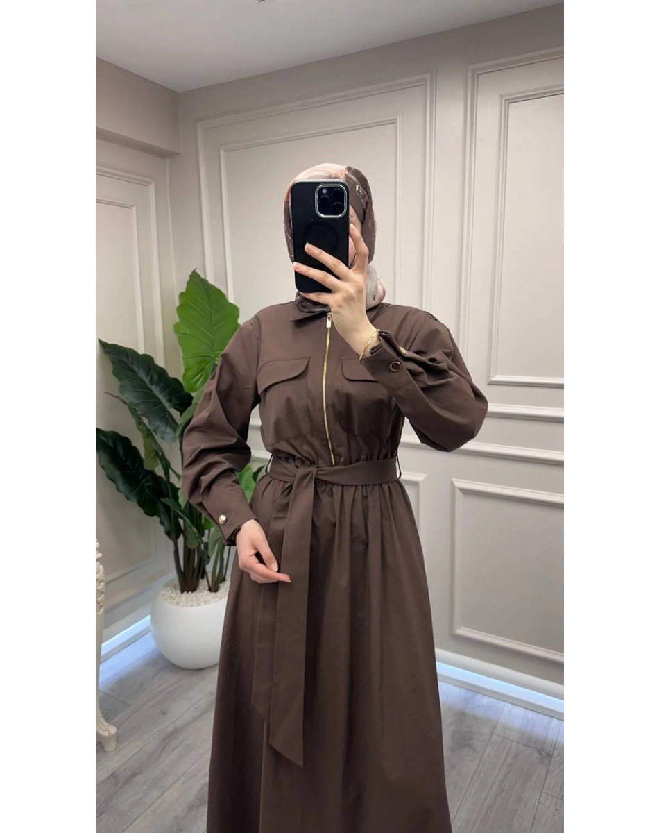 Exquise E26Y06218548 Kahverengi Seleneia Elbise