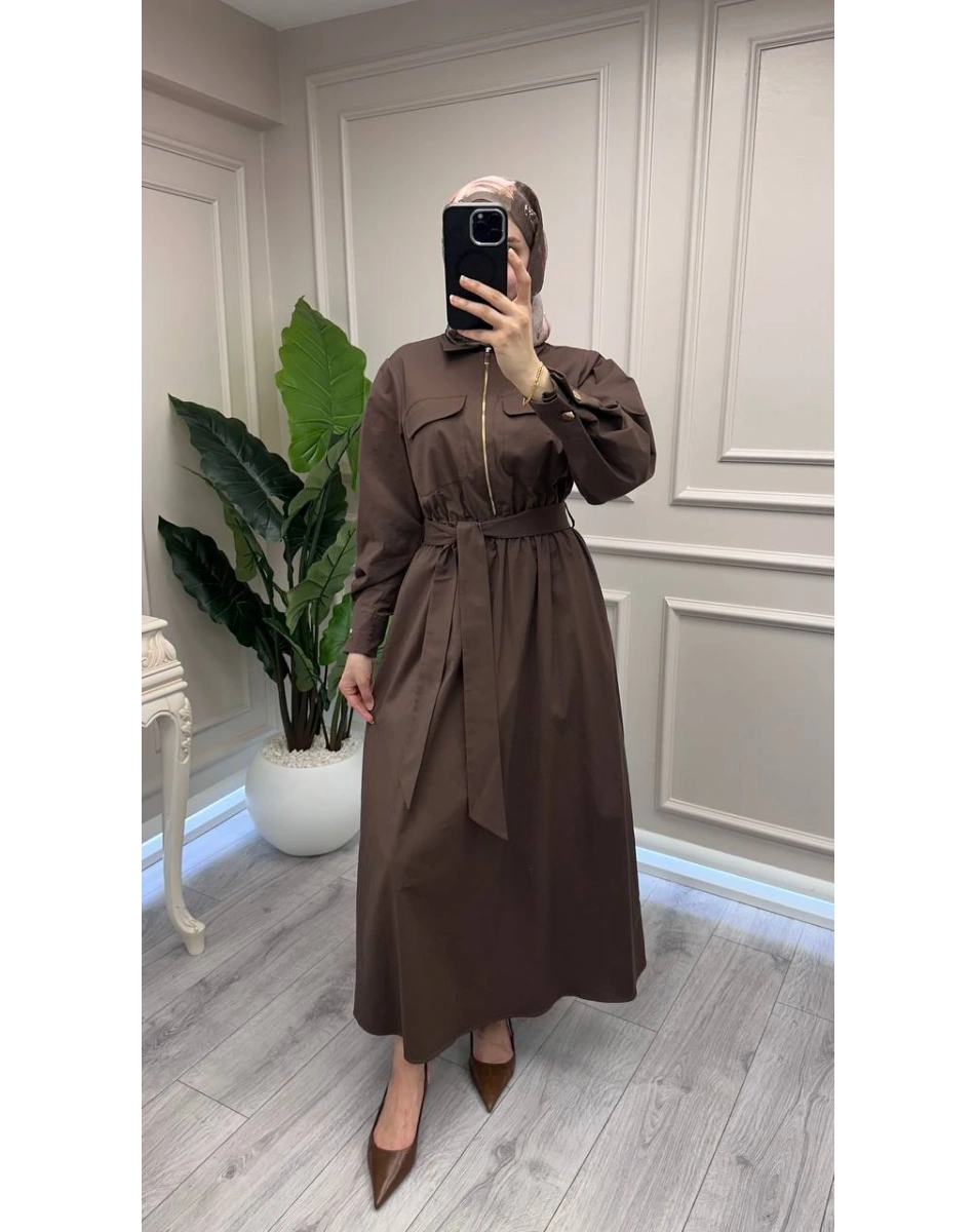 Exquise E26Y06218548 Kahverengi Seleneia Elbise