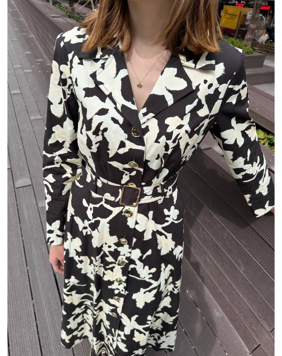 Exquise E26Y06218685 Kahverengi-Krem Eirene Elbise