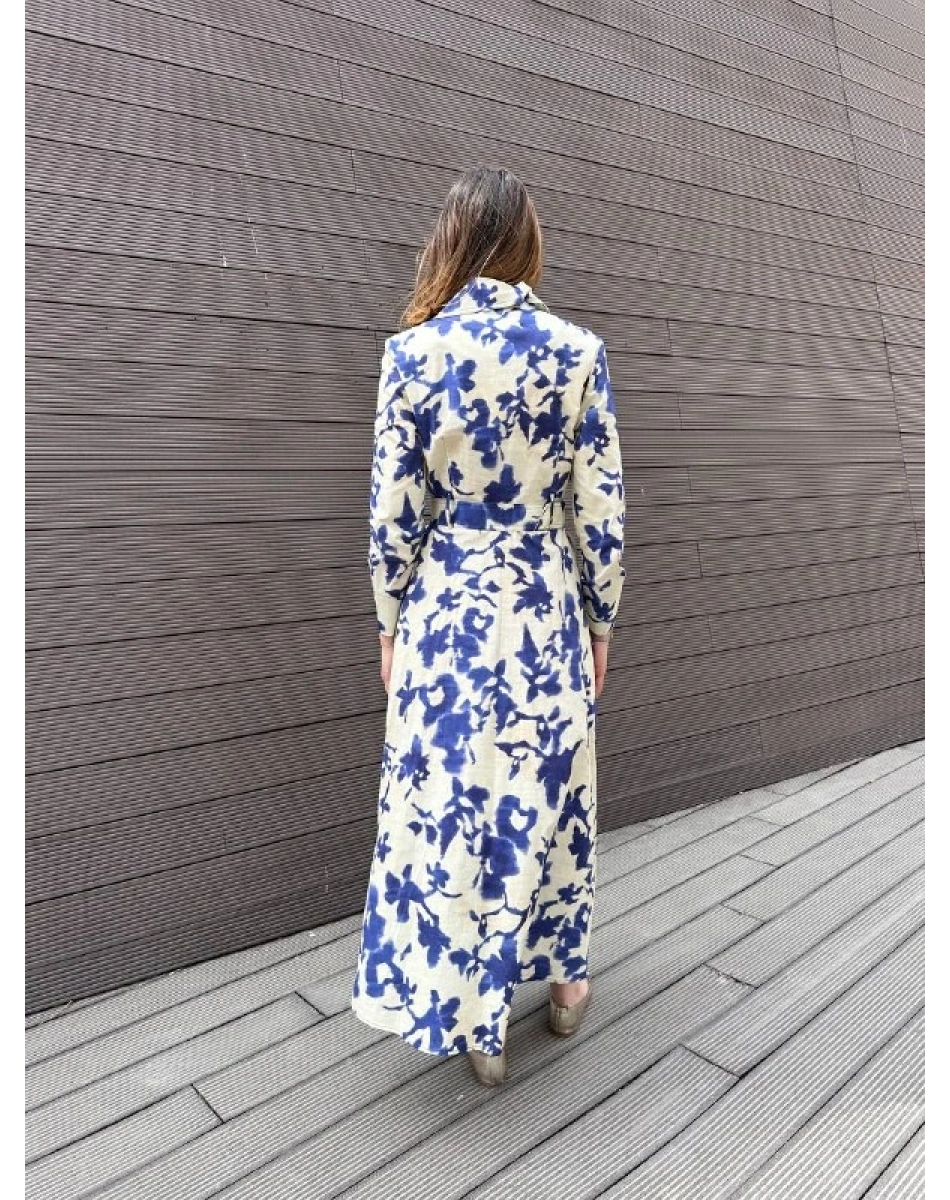 Exquise E26Y06218685 Mavi-Krem Eirene Elbise