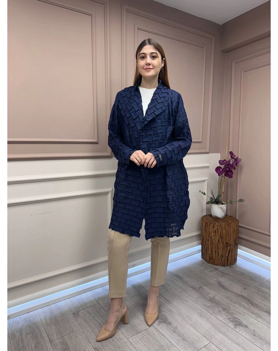 Ghisa 25YGSCKT3105 Lacivert Transparan Ceket