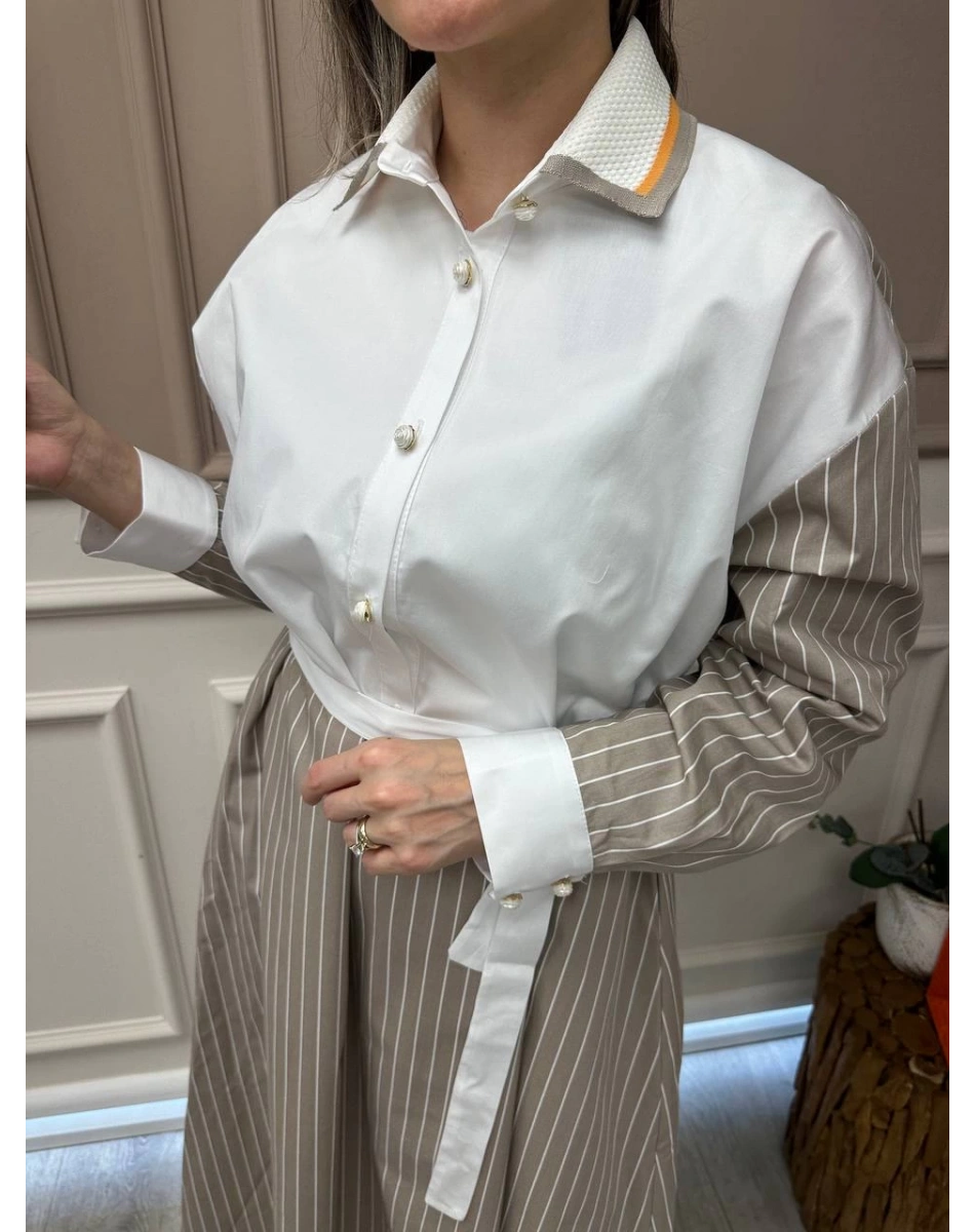 Ghisa 25YGSELB4048 Vizon Yaka Detaylı Elbise